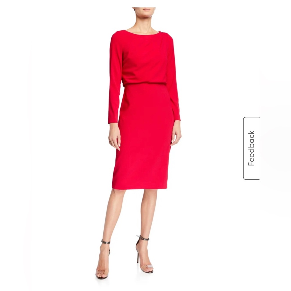 Badgley Mischka NWOT - Asymmetrical Keyhole Back Sheath Dress - SZ 6 - Hot Pink